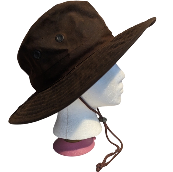 The Hat Factory, Ltd, New Zealand outback hat, waxed cotton, size large, brown - Picture 2 of 8